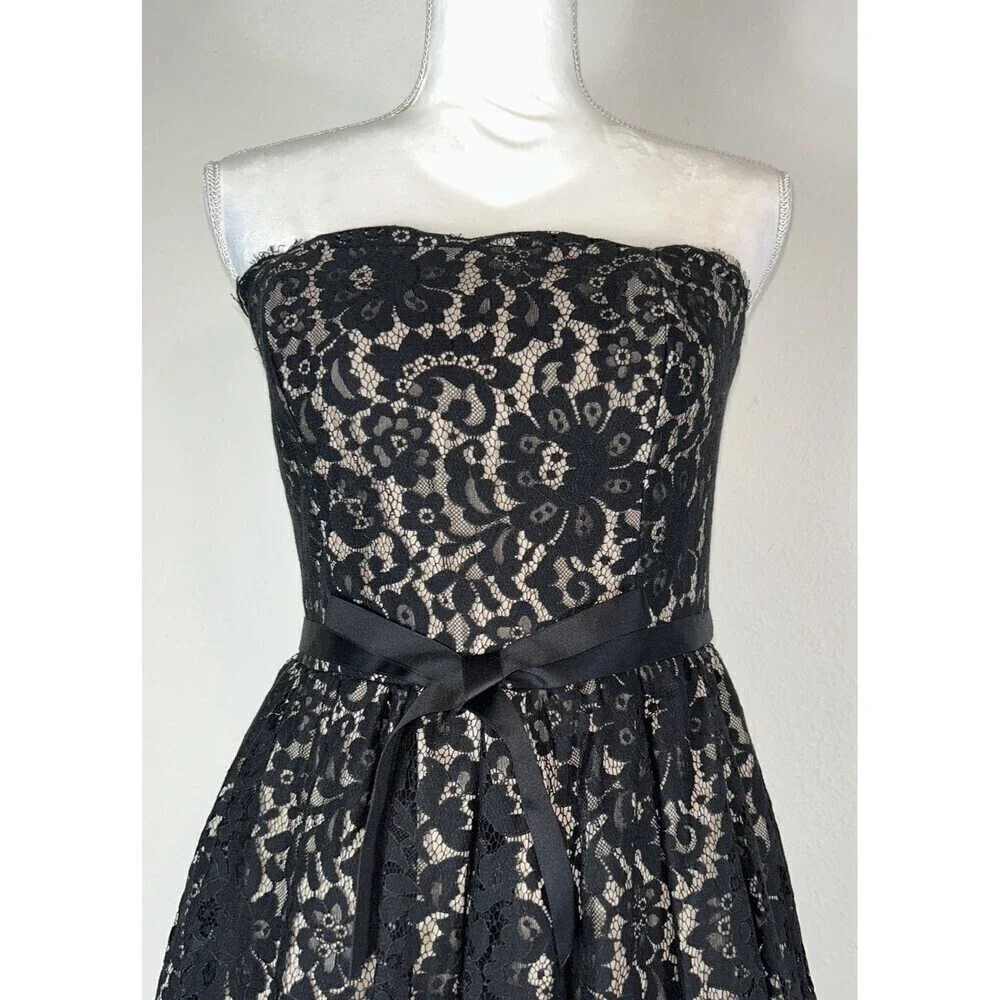 Robert Rodriguez Neiman Marcus Target Black Lace Strapless Cocktail Dress Size 6 - Picture 9 of 14